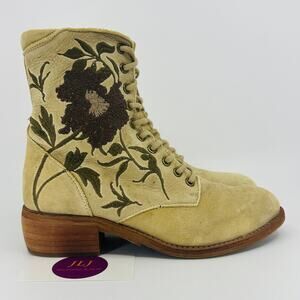Taos Women's Artisan Leather Floral Embroidered Lace Up Boots Size 37/ 6-6.5 US